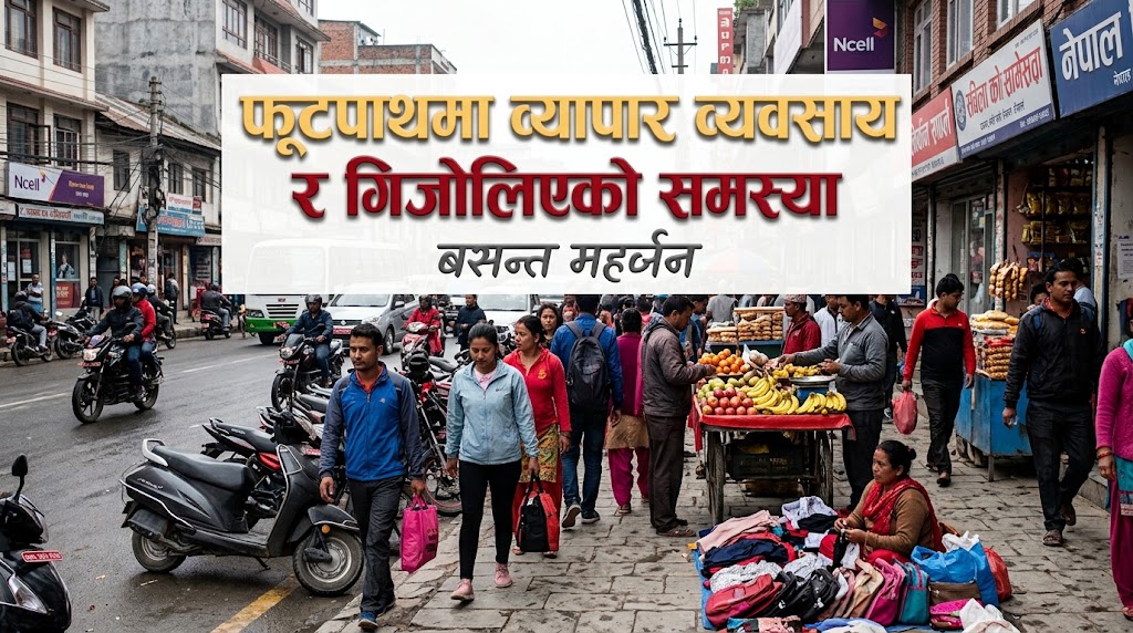 फूटपाथमा व्यापार व्यवसाय र गिजोलिएको समस्या
