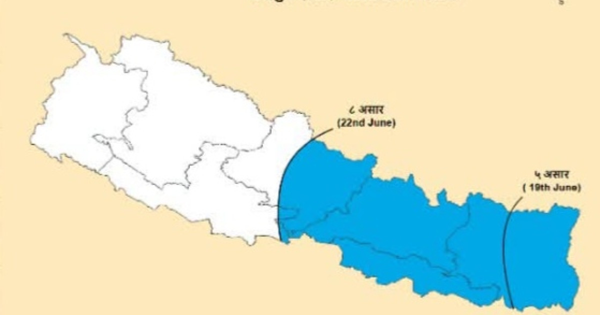 मनसुन देशका आधाभन्दा बढी क्षेत्रमा फैलियो, अन्य भागमा विस्तार हुन अझै केही दिन लाग्ने