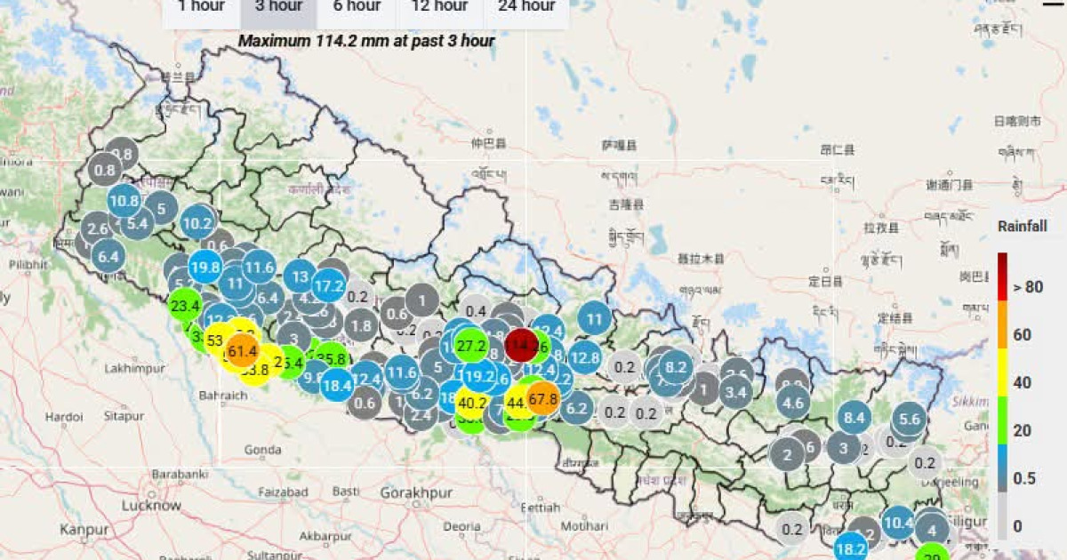 आज कोशी, गण्डकी र लुम्बिनीका केही स्थानमा भारी वर्षाको सम्भावना, राति धेरै स्थानमा भारीदेखि धेरै भारी वर्षा हुन सक्ने